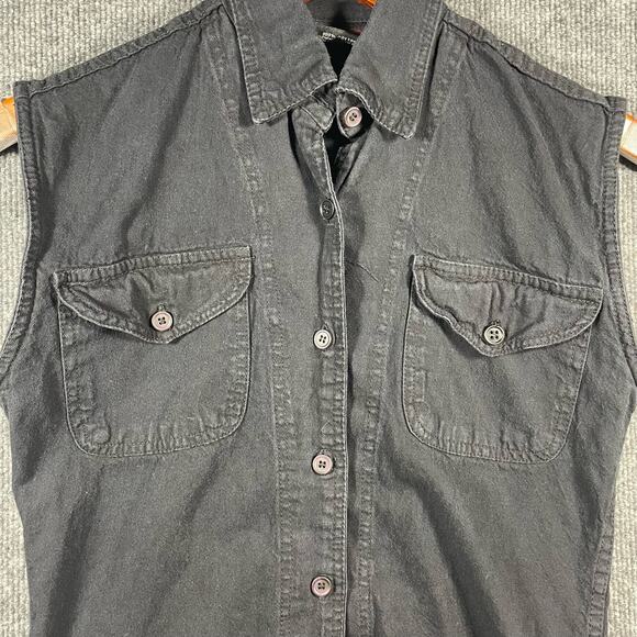 Bikers Edge Button Up Motorcycle Vest Women's XS Black Sleeveless Floral Biker - Picture 2 of 9